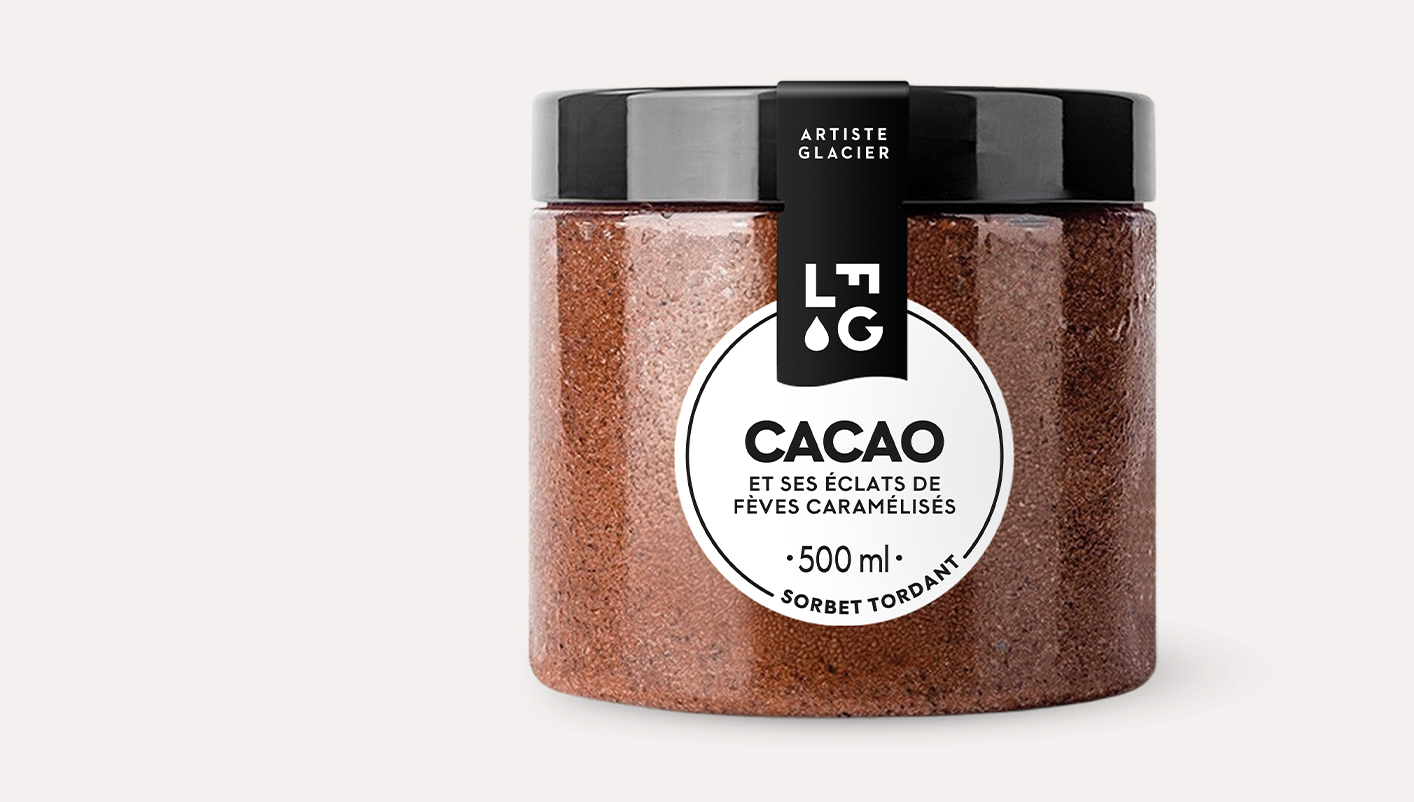 Sorbet artisanal cacao et ses éclats de fèves caramélisés