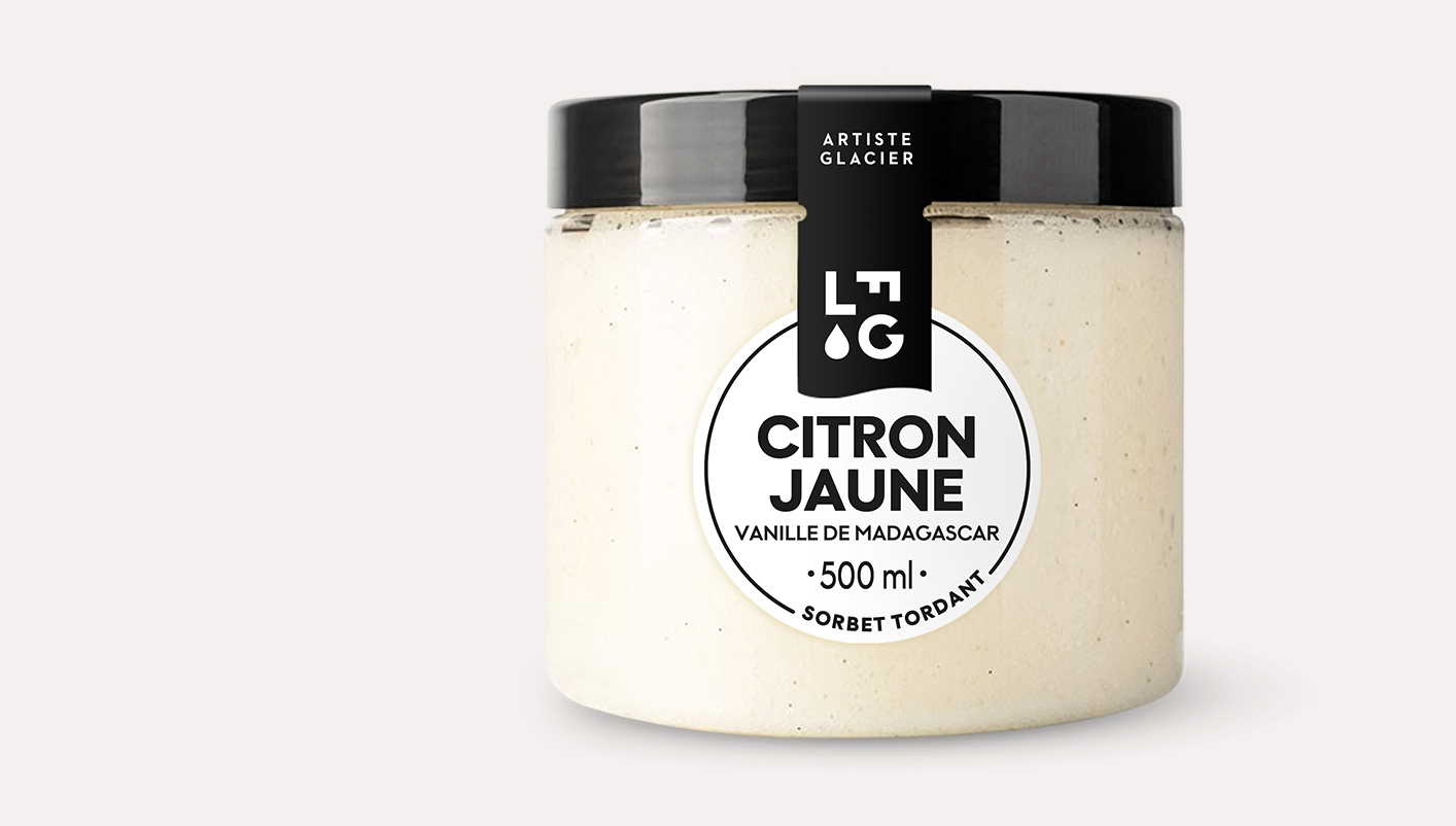 Sorbet plein fruit artisanal citron jaune et vanille