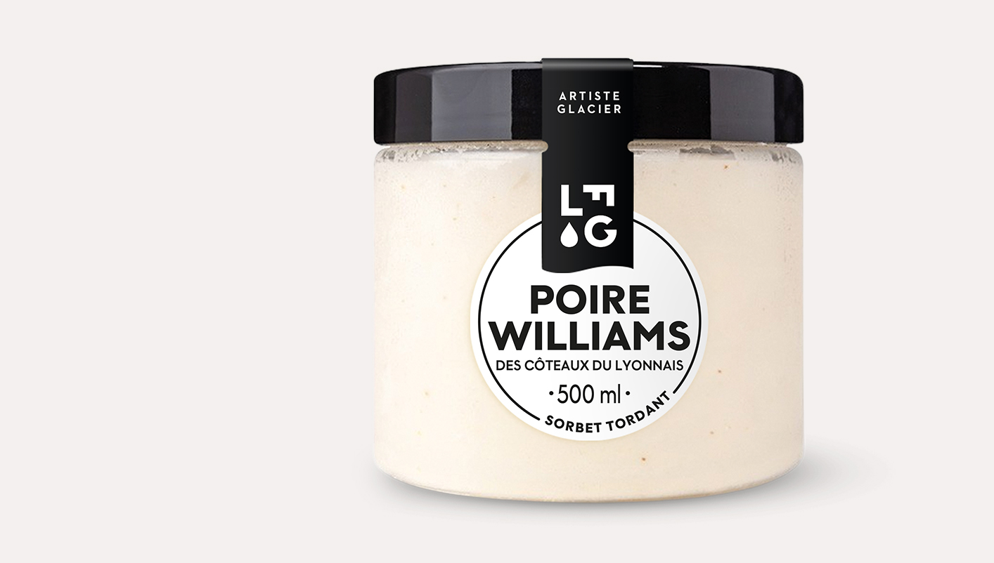 Sorbet plein fruit artisanal poire Williams