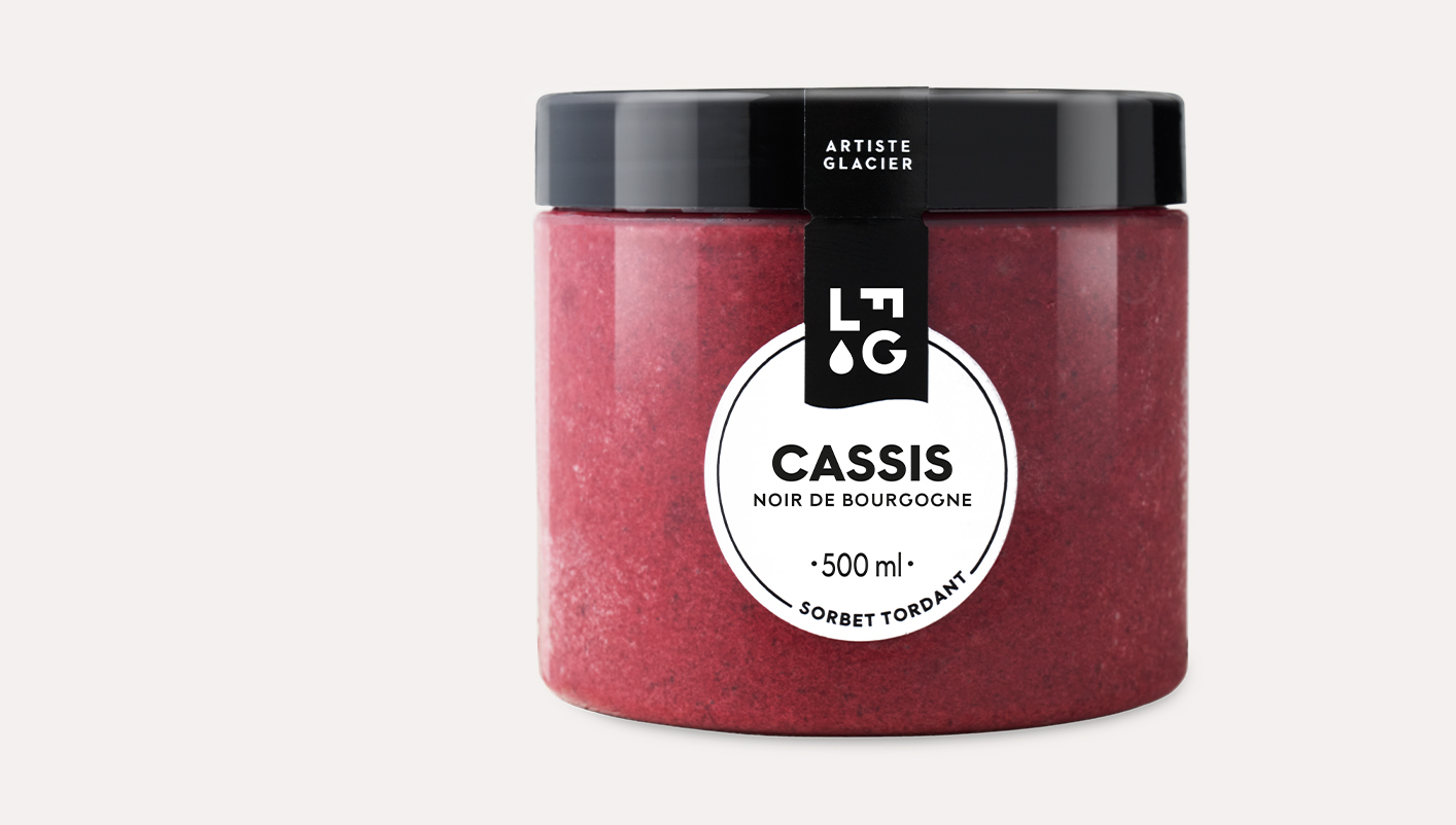 Sorbet plein fruit artisanal cassis noir de Bourgogne