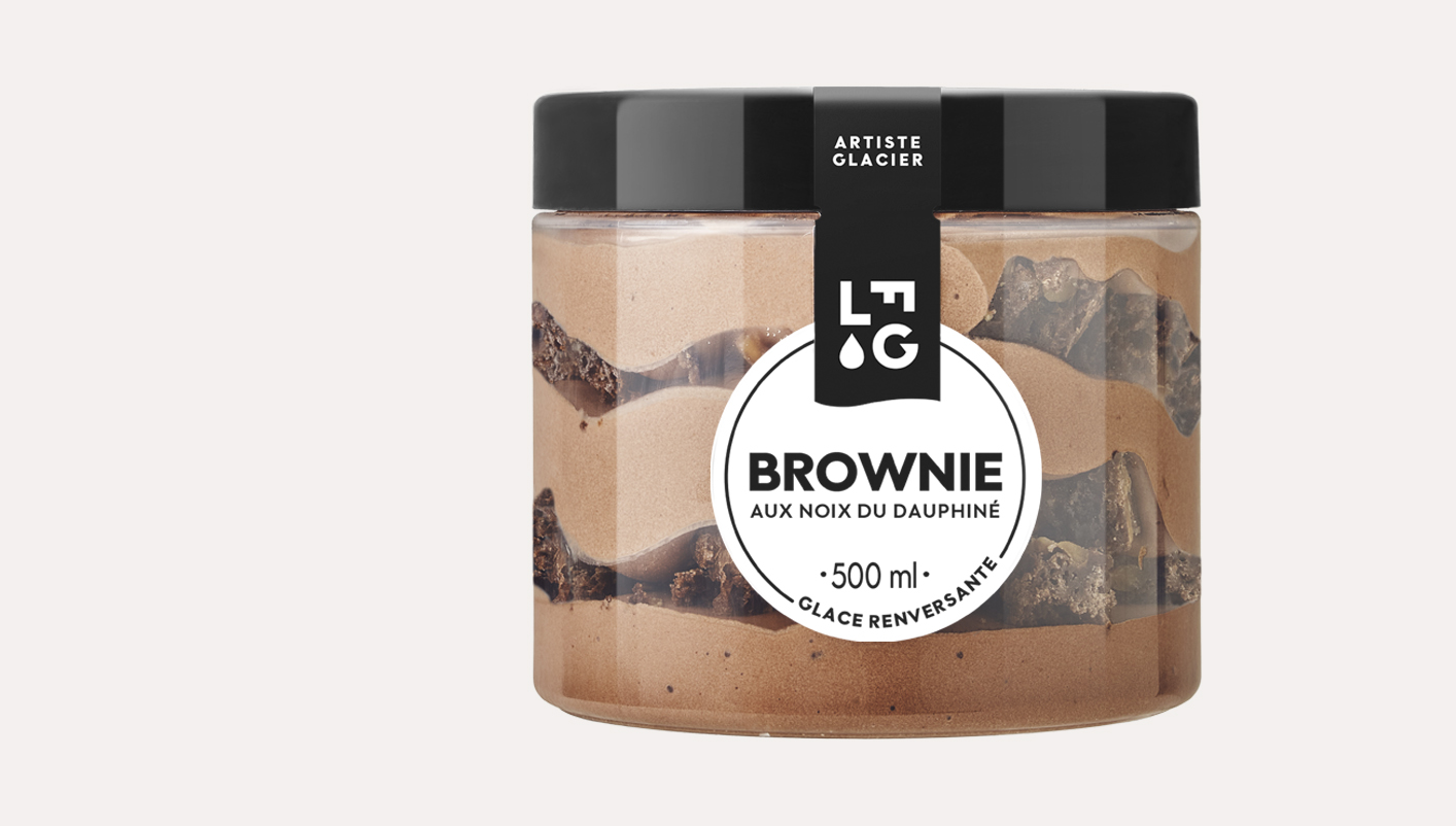Crème glacée artisanale Brownie aux noix du Dauphiné