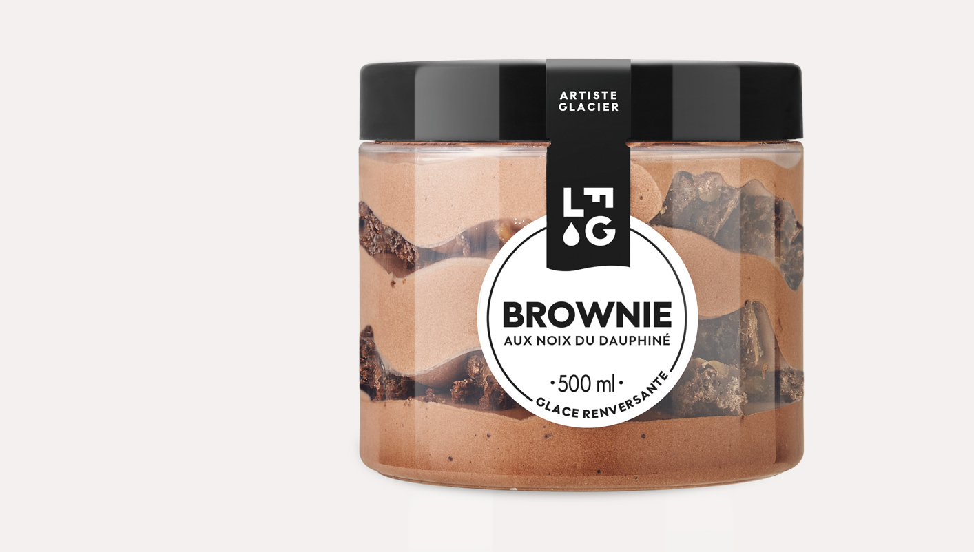 Crème glacée artisanale Brownie aux noix du Dauphiné