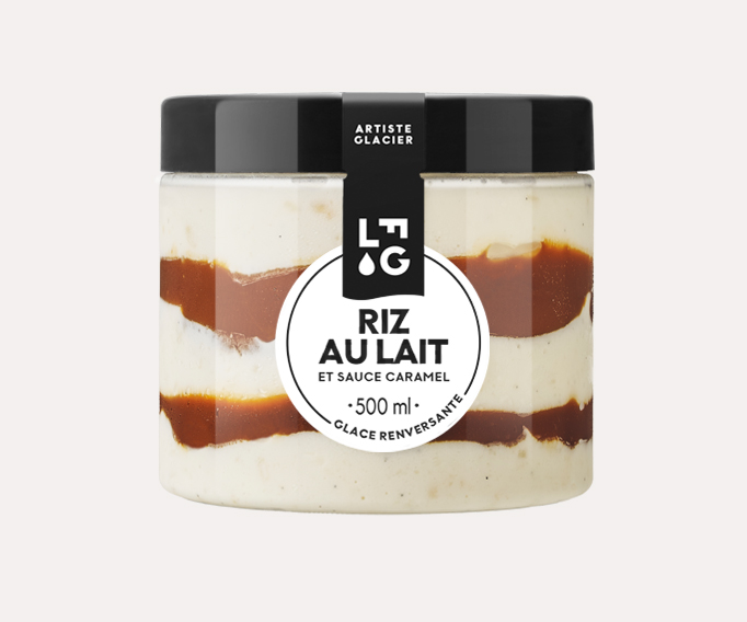 Crème glacée artisanale Riz au lait et sauce caramel