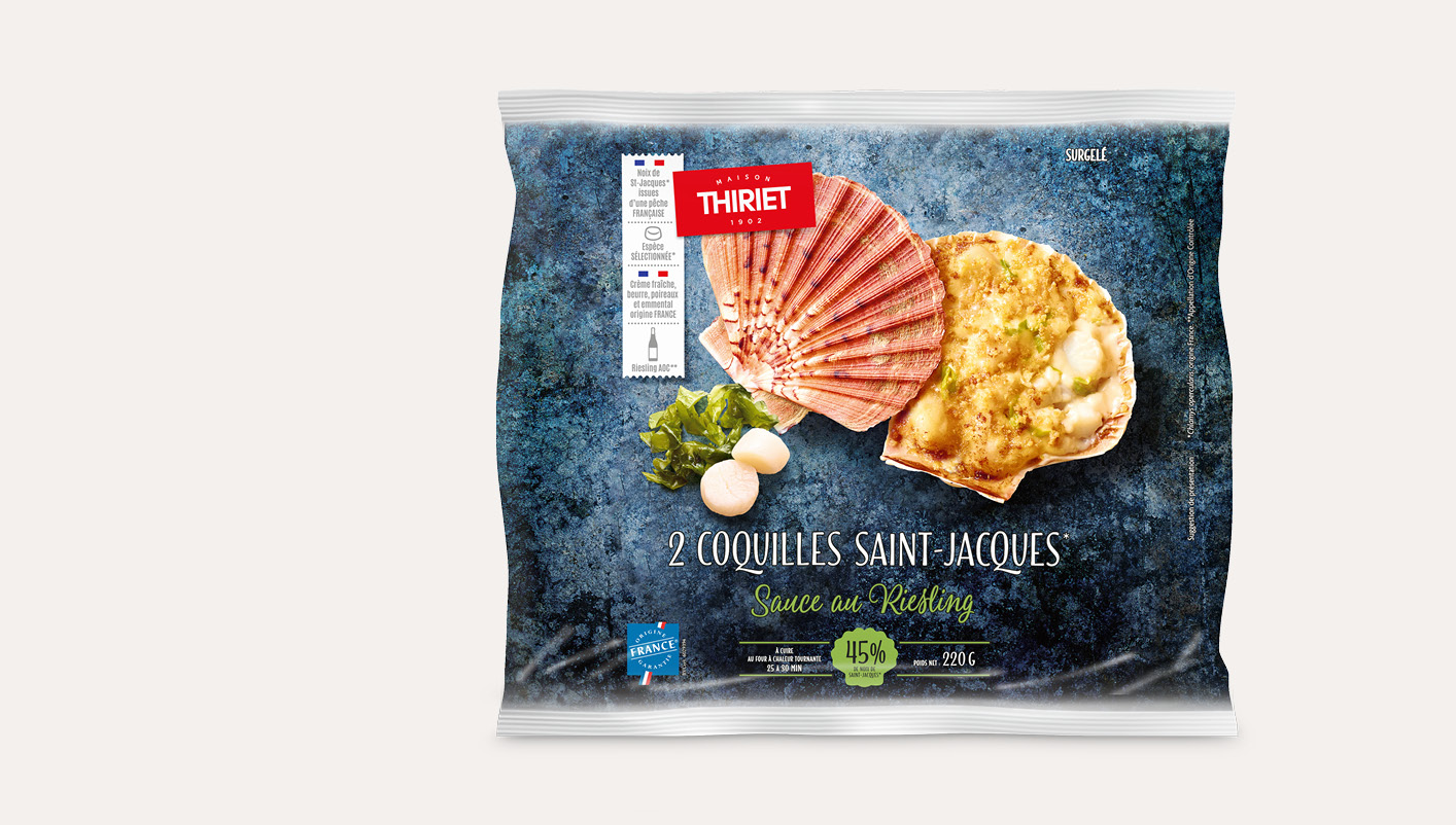 2 Coquilles Saint-Jacques (noix 45%), sauce au Riesling