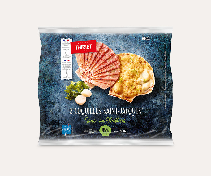 2 Coquilles Saint-Jacques (noix 45%), sauce au Riesling