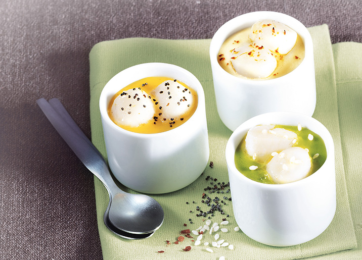 6 Mini céramiques St- Jacques et purées gourmandes