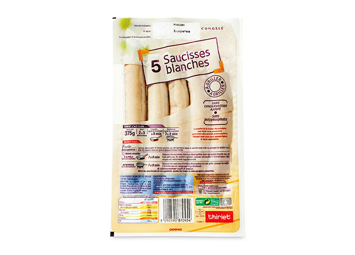 5 Saucisses blanches à griller