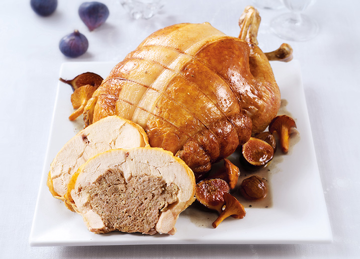 Chapon farci, farce au foie gras de canard