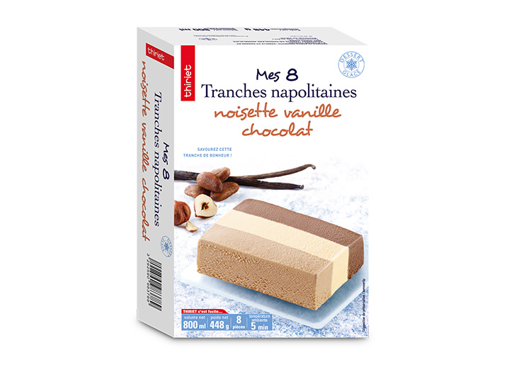 8 Tranches napolitaines noisette vanille chocolat