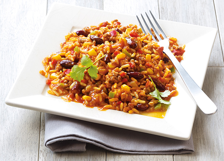 Riz et boeuf à la mexicaine