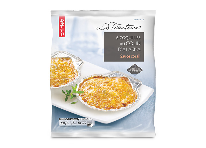 6 Coquilles au colin d'Alaska, sauce corail