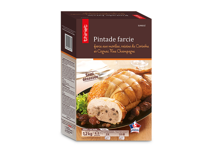 Pintade farcie, farce aux morilles et raisins