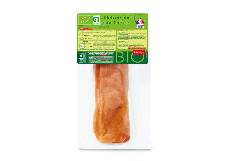 2 Filets de poulet jaune fermier biologique