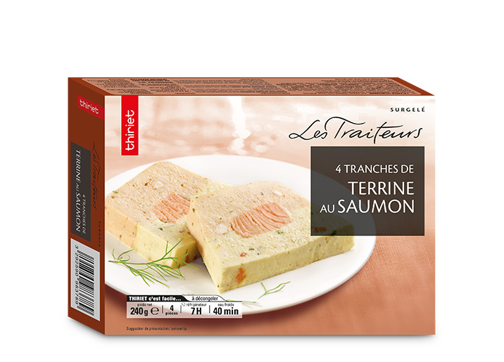 4 Tranches de terrine au saumon surgelé, gamme Entrées Snacking