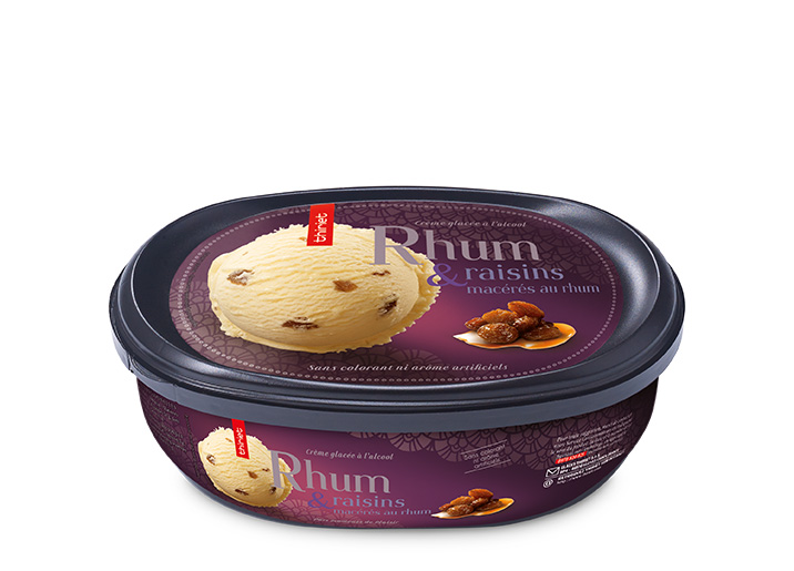 Crème glacée Rhum et raisins macérés au rhum