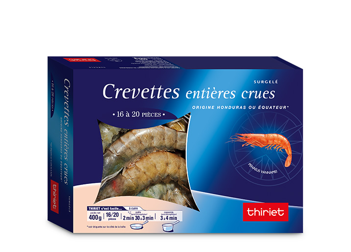 Crevettes entières crues