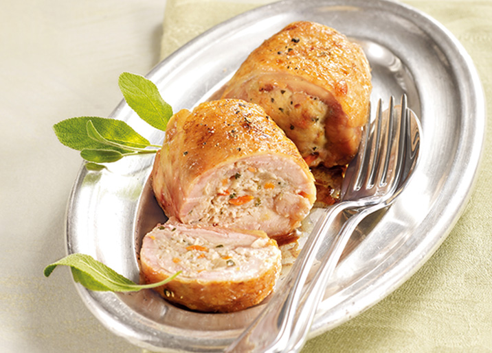 2 Fondants de poulet farcis, farce petits légumes