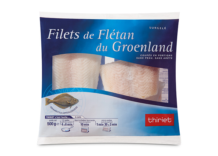 Filets de flétan du Groënland coupés en portions