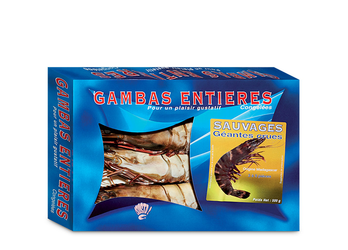 Gambas géantes entières crues