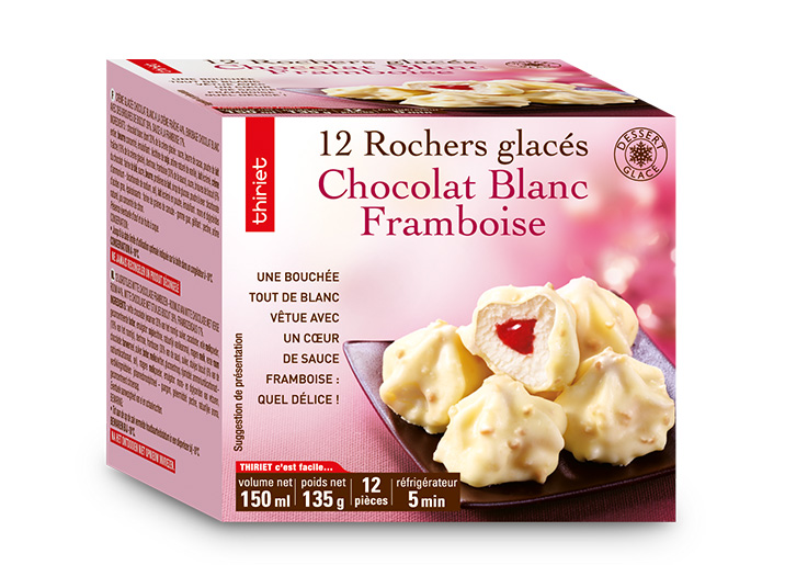 12 Rochers glacés chocolat blanc/framboise