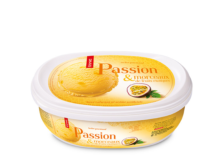 Sorbet Passion et morceaux de fruits exotiques