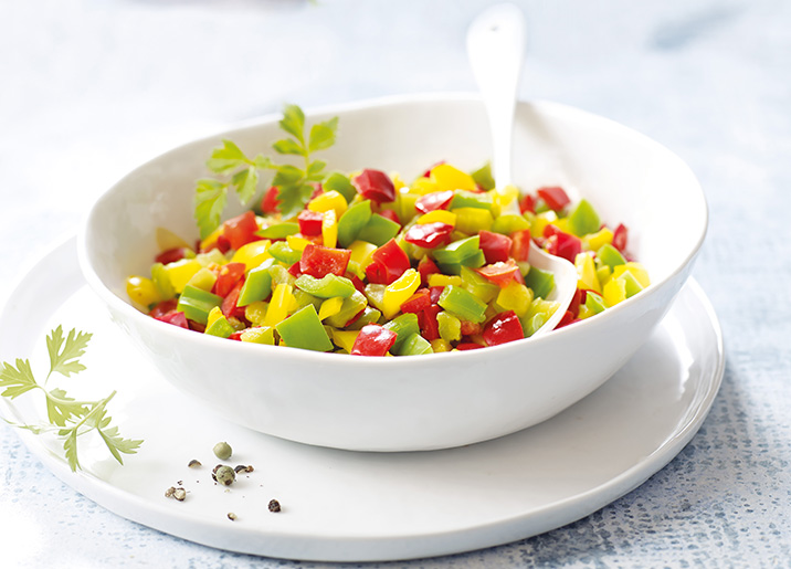 Poivrons 3 couleurs en cubes