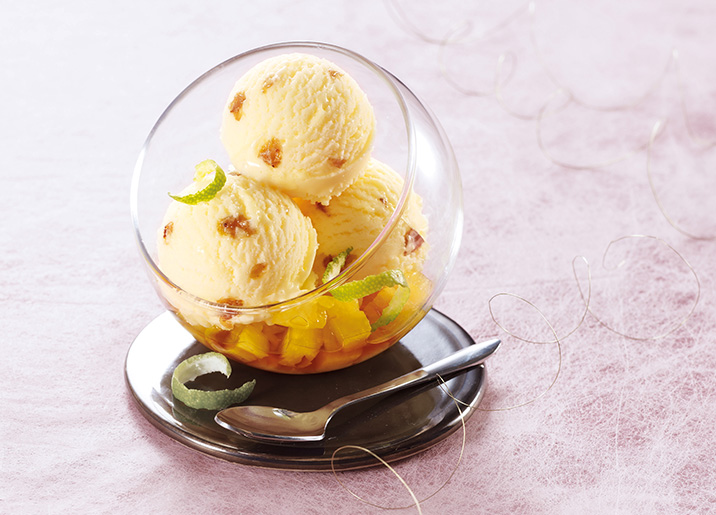 Crème glacée Rhum et raisins macérés au rhum