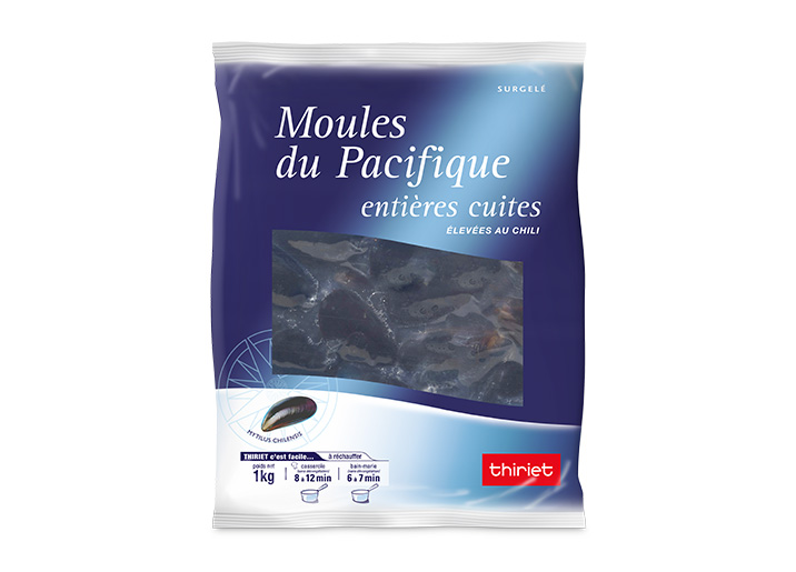 Moules du Pacifique entières cuites dans leur jus