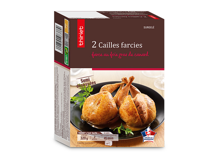 2 Cailles farcies, farce au foie gras canard