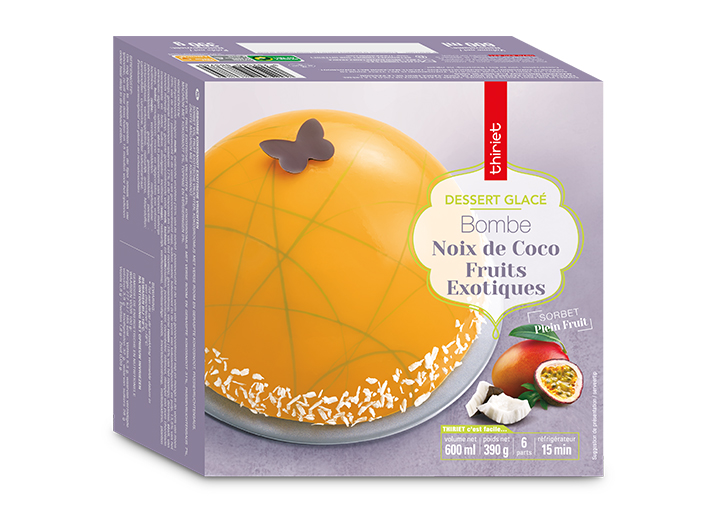 Bombe glacée noix de coco/fruits exotiques