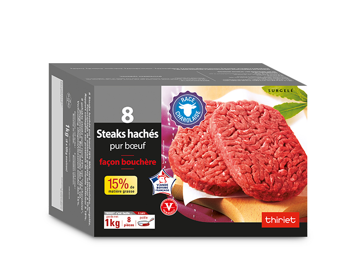 8 Steaks hachés pur boeuf 15% MG race Charolaise