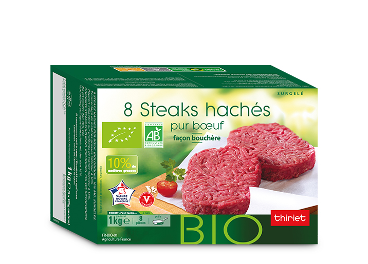8 Steaks hachés pur boeuf 10% M.G. biologiques