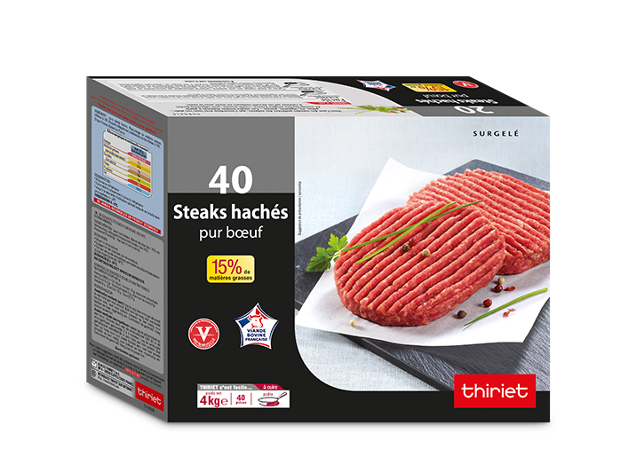 40 Steaks hachés pur boeuf 15% M.G.
