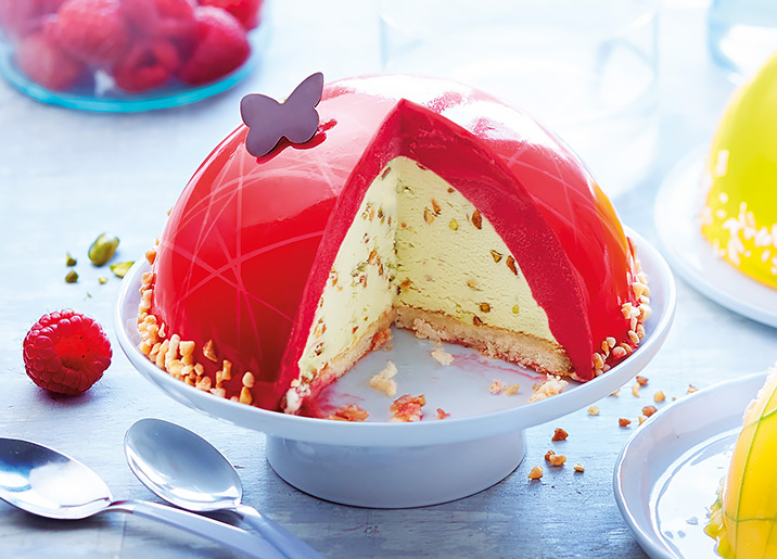 Bombe glacée pistache/framboise