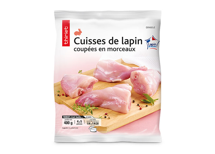 Cuisses de lapin coupées en morceaux
