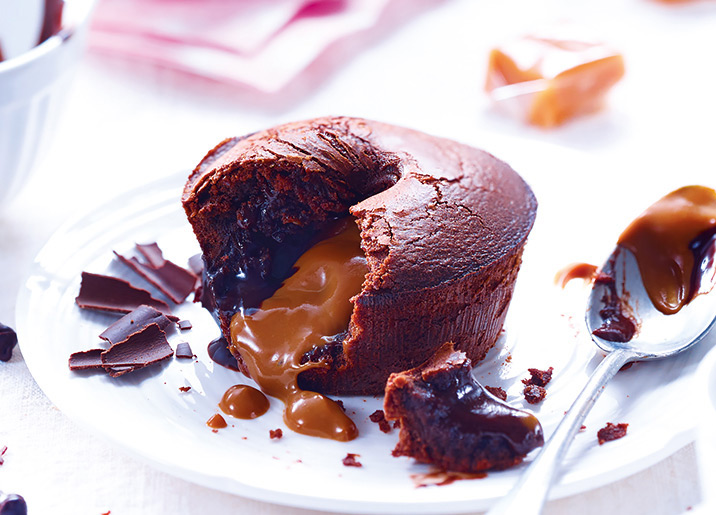 2 Moelleux au chocolat caramel salé