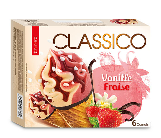 6 Cornets Classico Vanille gousse/Fraise