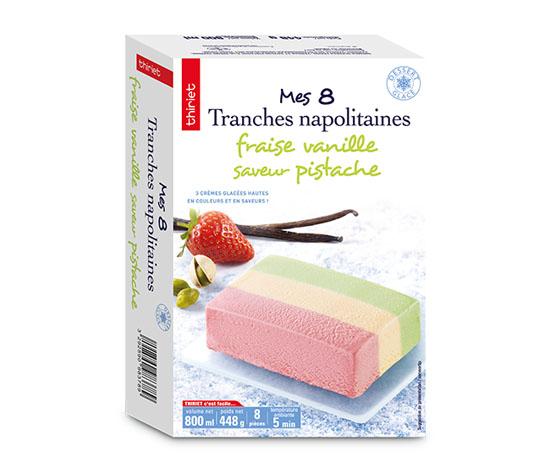 8 Tranches napolitaines fraise vanille pistache