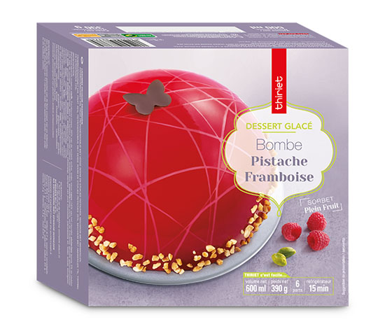 Bombe glacée pistache/framboise