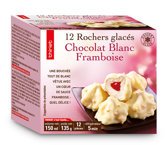 12 Rochers glacés chocolat blanc/framboise