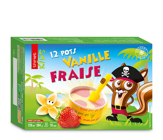 12 Pots Vanille/fraise 'spécial enfants'