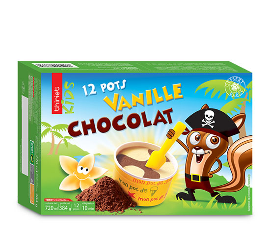 12 Pots Vanille/chocolat 'spécial enfants'