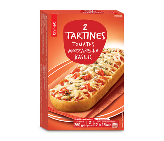 2 Tartines mozzarella, tomates, basilic