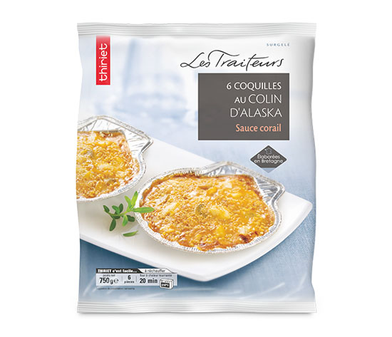 6 Coquilles au colin d'Alaska, sauce corail