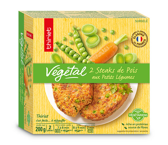 2 Steaks de pois aux petits légumes