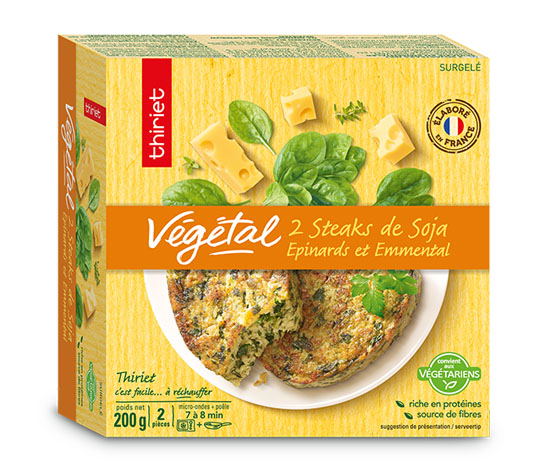 2 Steaks de soja aux épinards et emmental