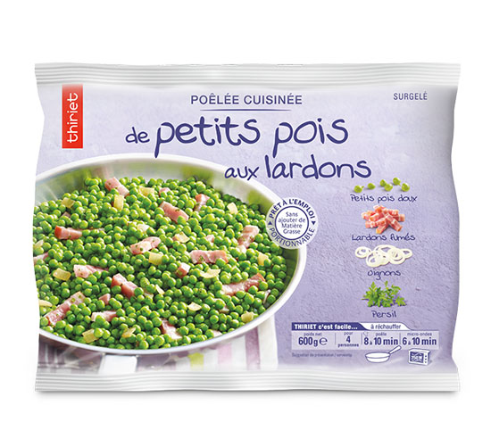 Poêlée cuisinée de petits pois aux lardons