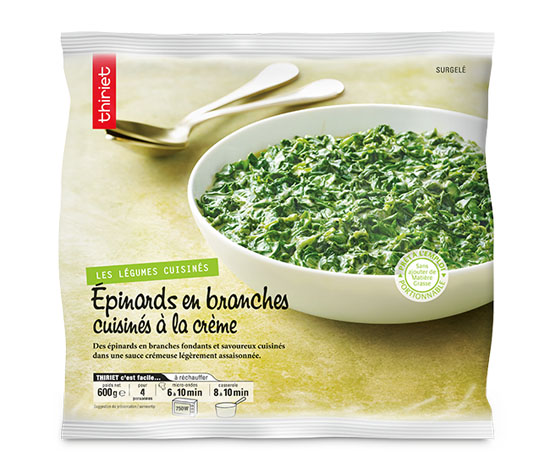 Epinards en branches cuisinés à la crème