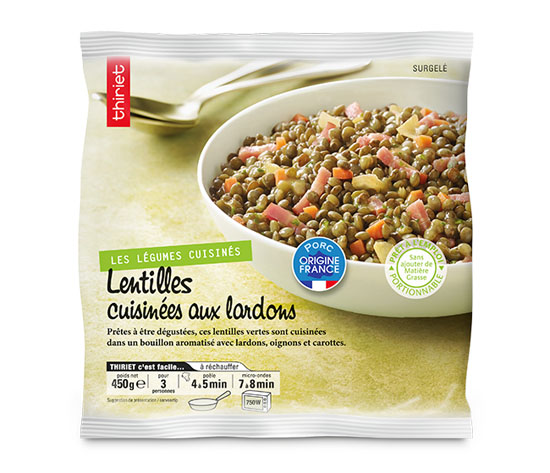 Lentilles cuisinées aux lardons