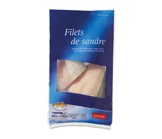 Filets de sandre coupés en portions